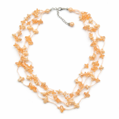 NASZYJNIK / WISIOREK Z BRZOSKWINIOWYMI KORALIKAMI (N-0604/2/5R A SAM C)