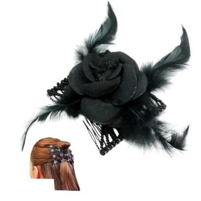 GRZEBIEŃ OZDOBNY Z KWIATEM ROZCIĄGANY NA GUMCE                                                                               (0028-21 SA)