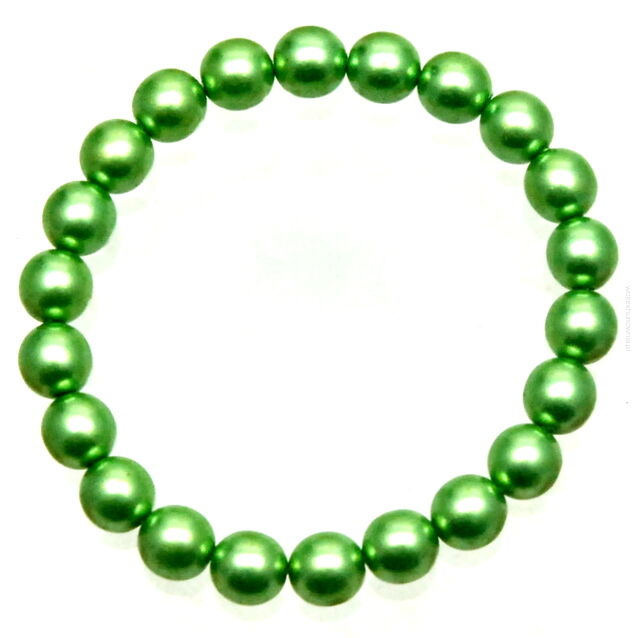 BRANSOLETKA KLASYCZNA Z PEREŁEK ZIELONA JABLONEX (BRPR-12 SAH)