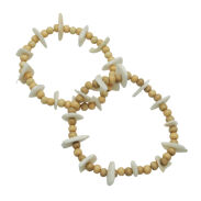 BRANSOLETKI DREWNIANE KORALIKI Z MUSZELKAMI 6 SZTUK                    (1210 SAM) - 2