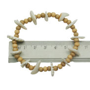 BRANSOLETKI DREWNIANE KORALIKI Z MUSZELKAMI 6 SZTUK                    (1210 SAM) - 3