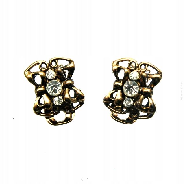 KLIPSY OZDOBNE Z CYRKONIAMI W KOLORZE ZŁOTYM  (0611-787 SA)