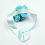 CHOKER NA TASIEMCE Z NIEBIESKIM KWIATEM                               (3029-4 SA) - 4