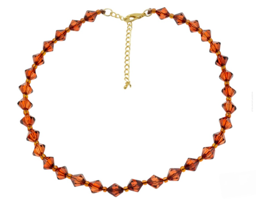 NASZYJNIK DAMSKI KORALE KRÓTKIE BRĄZOWE    (1533 SA)