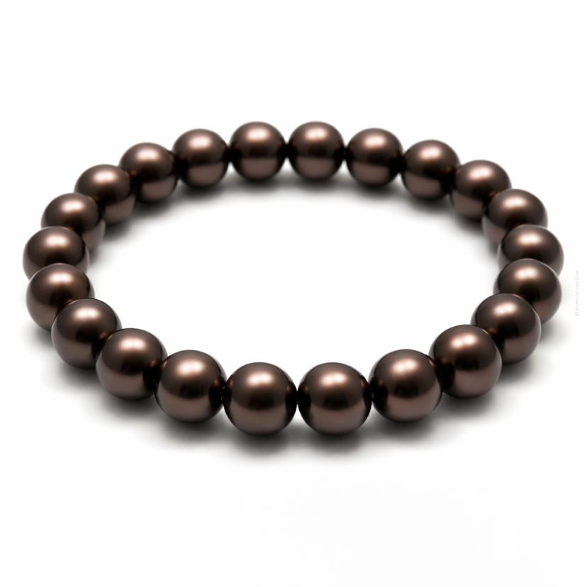 BRANSOLETKA KLASYCZNA BRĄZOWA Z PEREŁEK JABLONEX (BRPR-19 SAH)