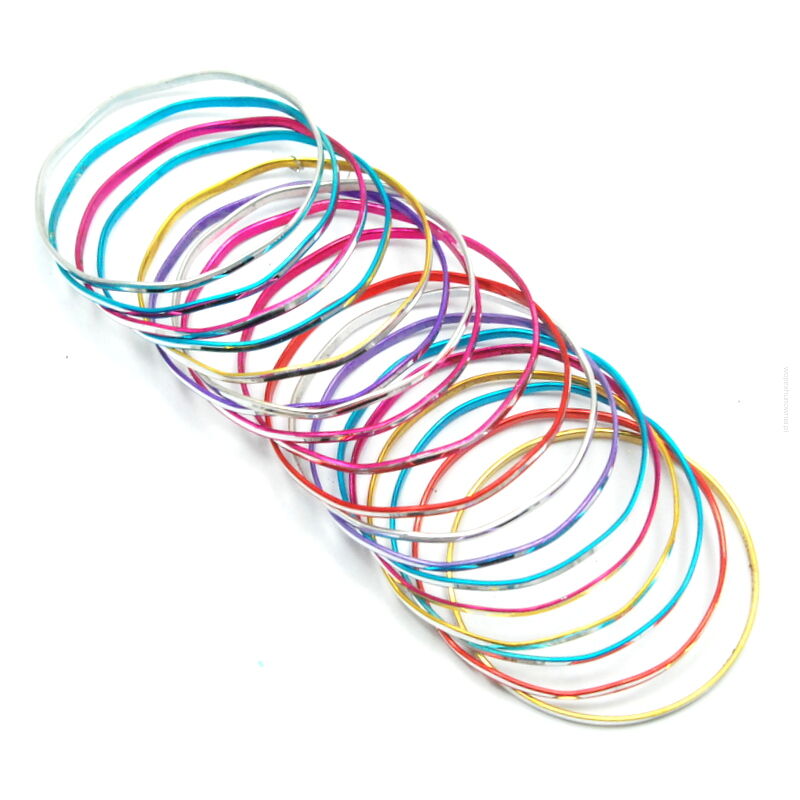 BRANSOLETKI METALOWE CIENKIE KOLOROWE 25 SZTUK                                                              (2938-2 SA)