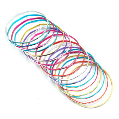 BRANSOLETKI METALOWE CIENKIE KOLOROWE 25 SZTUK                                                              (2938-2 SA)