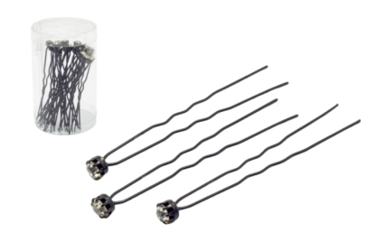 BLACK HAIRPINS WITH GLASS JETS KDB/20