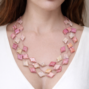 NASZYJNIK / WISIOREK Z RÓŻOWYMI KORALIKAMI (MAX-02068 F SAM C) - 2