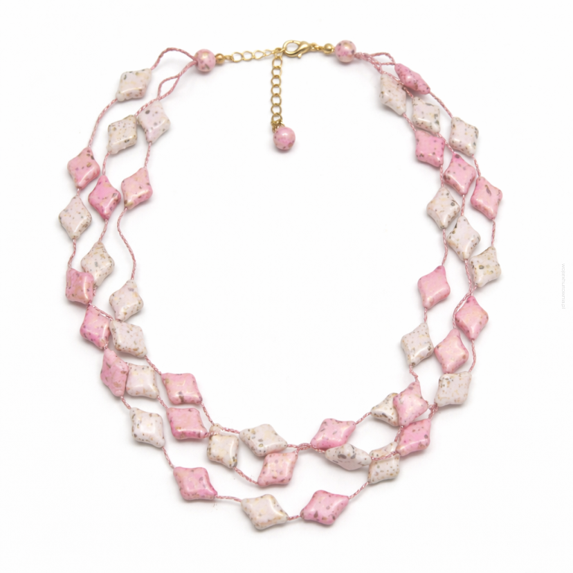 NASZYJNIK / WISIOREK Z RÓŻOWYMI KORALIKAMI (MAX-02068 F SAM C)