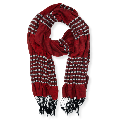 SZAL DAMSKI CIEMNA CZERWIEŃ Z FRĘDZLAMI                                                                    SZAL-24