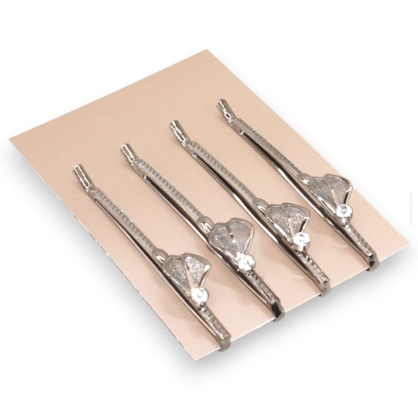 WSUWKI DO WŁOSÓW OZDOBNE SREBRNE KOMPLET 4 SZTUKI                           (5992-15 SA)