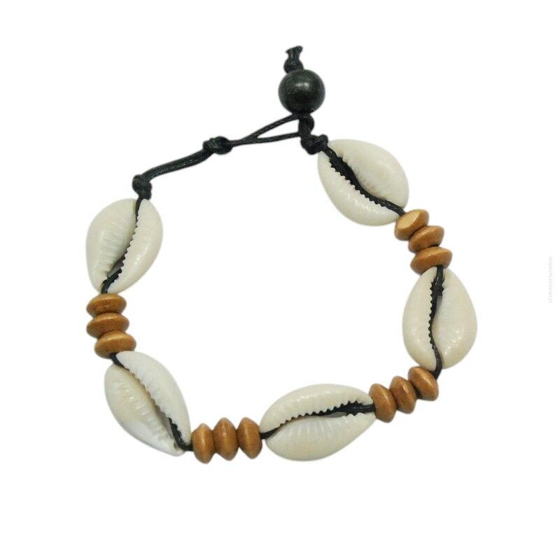 BRANSOLETKA ROZPINANA NA SZNURECZKU Z MUSZELKAMI                                           (4394 SAM)