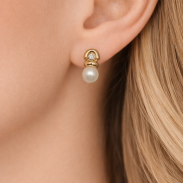 KOLCZYKI MAŁE Z PEREŁKĄ  I CYRKONIĄ                                                                            (1077-1 SA) - 2