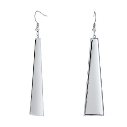 KOLCZYKI WISZĄCE PŁASKIE W FORMIE TRÓJKĄTÓW SREBRNE MODERN 0615-166