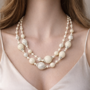 NASZYJNIK / WISIOREK Z KREMOWYMI KORALIKAMI (N-0701/2/2R C-4 SAM B) - 2