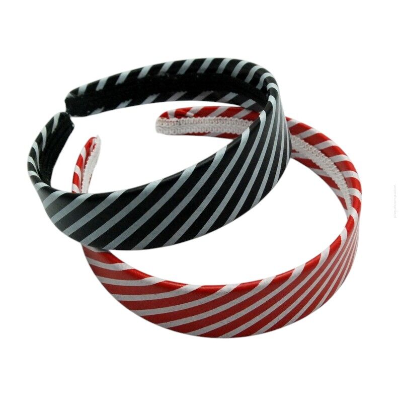 OPASKI DO WŁOSÓW SZEROKIE KOLOROWE W PASKI CZERWONO-CZARNE 4 SZTUKI 6893-3 SAM)