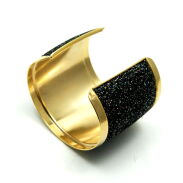 BRANSOLETKA METALOWA SZEROKA CZARNA                                                                 (0612-32 AS) - 2