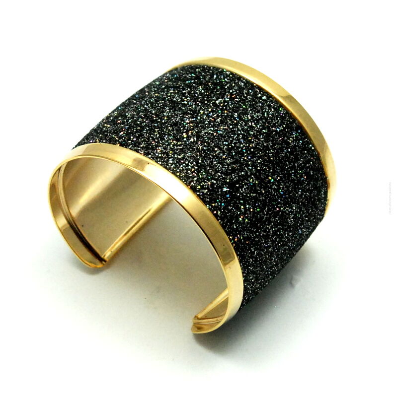 BRANSOLETKA METALOWA SZEROKA CZARNA                                                                 (0612-32 AS)