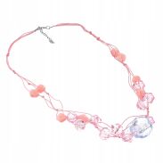 NASZYJNIK RÓŻOWY NA SZNURECZKU Z KORALIKAMI                                                (0614-1000) - 2