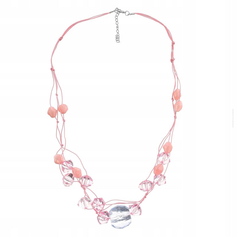 NASZYJNIK RÓŻOWY NA SZNURECZKU Z KORALIKAMI                                                (0614-1000)