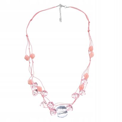 NASZYJNIK RÓŻOWY NA SZNURECZKU Z KORALIKAMI                                                (0614-1000)