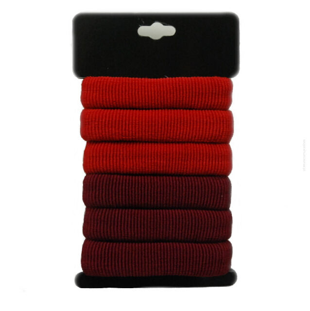 GUMKI DO WŁOSÓW FROTKI DUŻE MIX CZERWONY MIX (6 SZTUK)                               0245-26