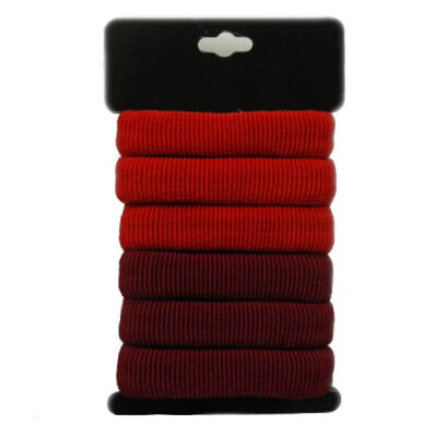 GUMKI DO WŁOSÓW FROTKI DUŻE MIX CZERWONY MIX (6 SZTUK)                               0245-26