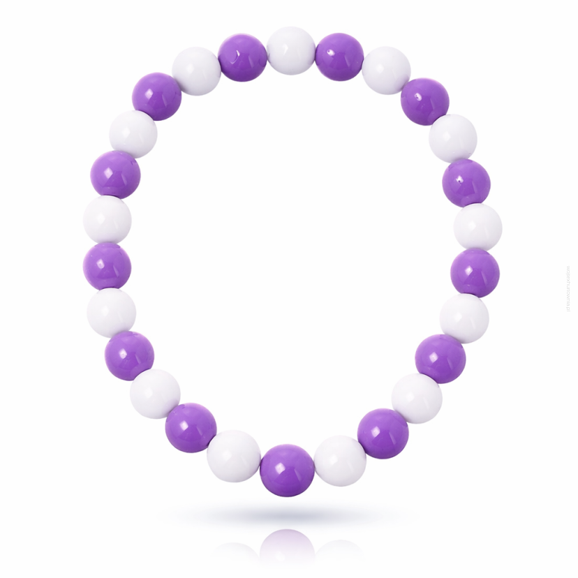 KORALE NA GUMCE BIAŁO FIOLETOWE 0611-1022