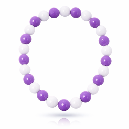 KORALE NA GUMCE BIAŁO FIOLETOWE 0611-1022