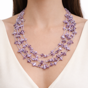 NASZYJNIK / WISIOREK Z FIOLETOWYMI KORALIKAMI (N-0604/2/5R A-2 SAM C) - 3