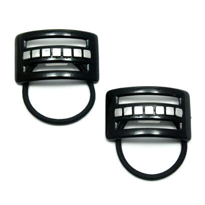 GUMKI DO WŁOSÓW Z CZARNĄ- PROSTOKĄTNĄ OZDOBĄ 2 SZTUKI                                  (0314-22 SAH)