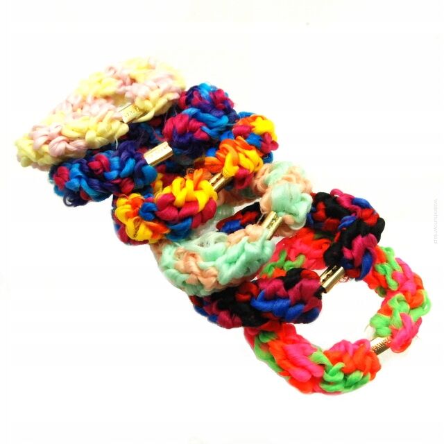 GUMKI DO WŁOSÓW GRUBE KOLOROWE PLECIONE 6 SZTUK (1563 SA)