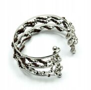 BRANSOLETKA METALOWA Z BRĄZOWYMI KORALIKAMI                                                         (7B352B-2) - 2