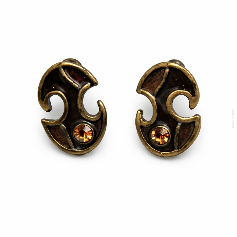 KOLCZYKI METALOWE OKRĄGŁE VINTAGE CIEMNE 0605-33