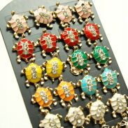 KOLCZYKI NA PALETCE- ŻÓŁWIKI KOLOROWE 12 PAR                                                       (0617-147 SAHU) - 2