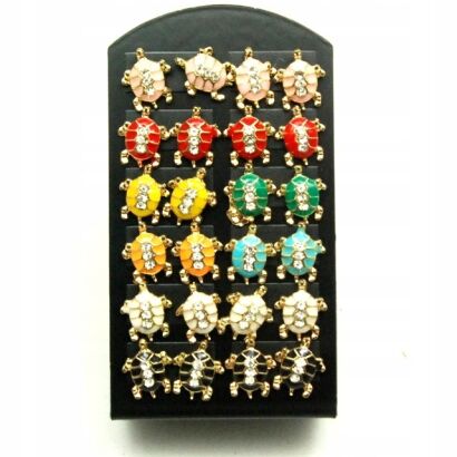 KOLCZYKI NA PALETCE- ŻÓŁWIKI KOLOROWE 12 PAR                                                       (0617-147 SAHU)