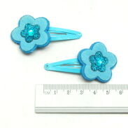 KOMPLET DZIECIĘCY OPASKA ELASTYCZNA ZE SPINKAMI KWIATKI BŁĘKITNY (0314-35) - 2