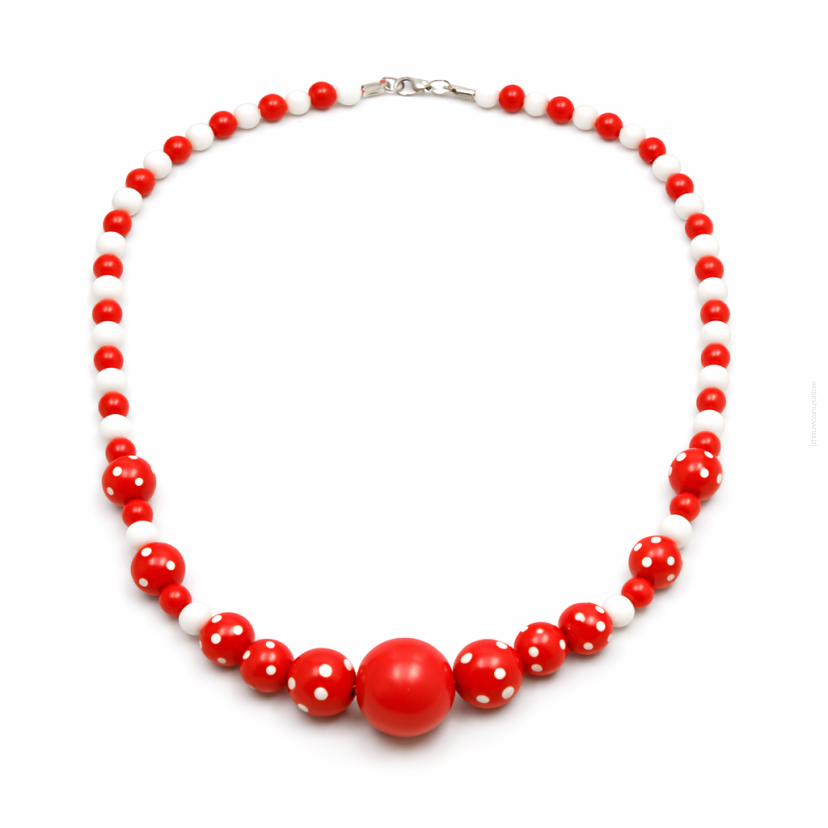 KORALE BIAŁO-CZERWONE / WISIOR 0611 AS