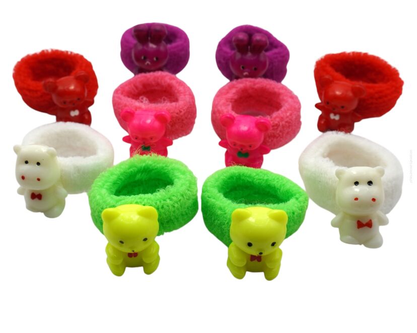 GUMKI DO WŁOSÓW DZIECIĘCE HIPOPOTAM, MIŚ, SŁOŃ, KRÓLIK KOLOROWE (0554-1)