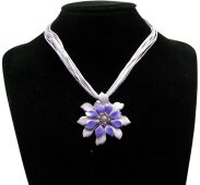 NASZYJNIK / WISIOR FIOLETOWY KWIAT NA SZNURECZKACH (6733 SAM) - 2