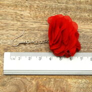 KOLCZYKI Z MATERIAŁU CZERWONE- WISZĄCE KWIATY                                                                        (0611-87 SAH) - 3