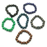 BRANSOLETKI DREWNIANE Z KORALIKAMI 12 SZTUK                         (4104-3 SAM) - 2