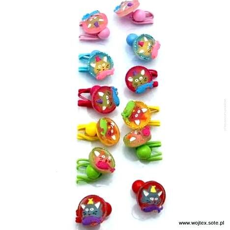 GUMKI DO WŁOSÓW DZIECIĘCE KOTEK Z RYBKĄ MIX KOLORÓW 12 SZTUK                                       (392 S)