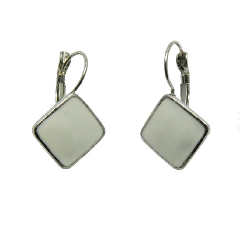 KOLCZYKI WISZĄCE EMALIOWANE BIAŁE ROMBY                           (5446-2 SAM)