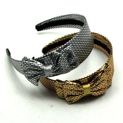 OPASKI DO WŁOSÓW SZEROKIE Z KOKARDĄ SREBRNE I ZŁOTE  6 SZTUK                                                     0314-14 SAH