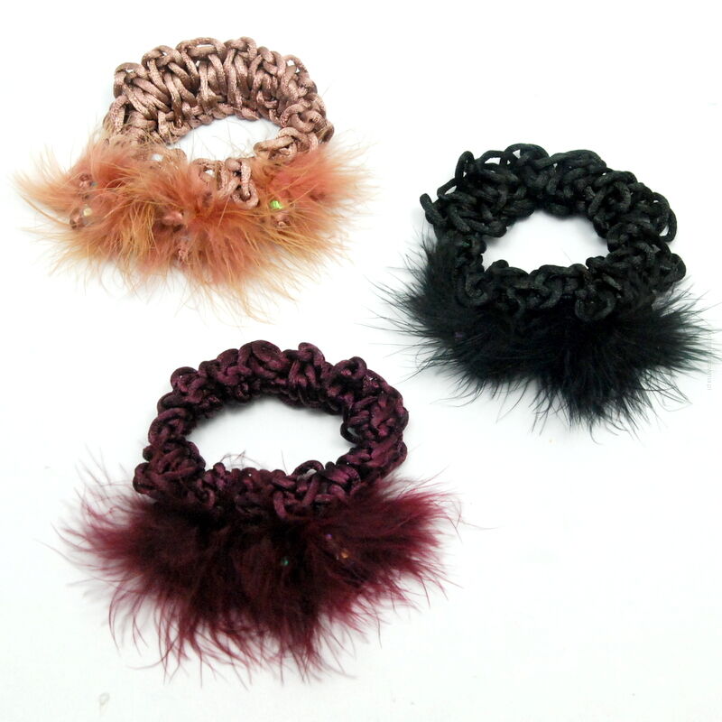 GUMKI OZDOBNE PLECIONE Z PIÓRKAMI 3 SZTUKI (0290-11 SAM)