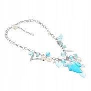 NASZYJNIK / WISIOR NA ŁAŃCUSZKU Z NIEBIESKIMI KORALIKAMI                                                                (0642-1009 SAG) - 2