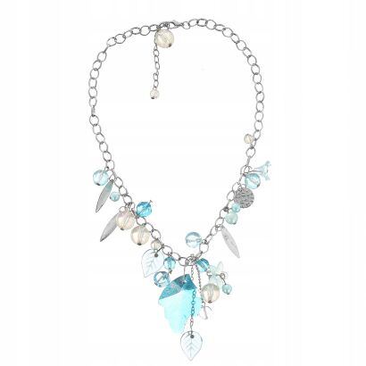 NASZYJNIK / WISIOR NA ŁAŃCUSZKU Z NIEBIESKIMI KORALIKAMI                                                                (0642-1009 SAG)