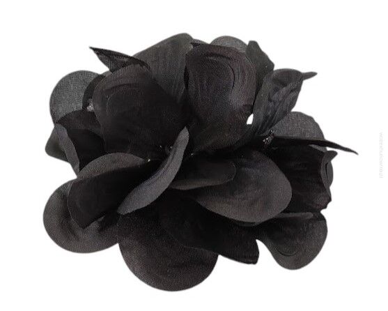 GUMKA DO WŁOSÓW Z OZDOBNYM KWIATKIEM CZARNY 0214-607